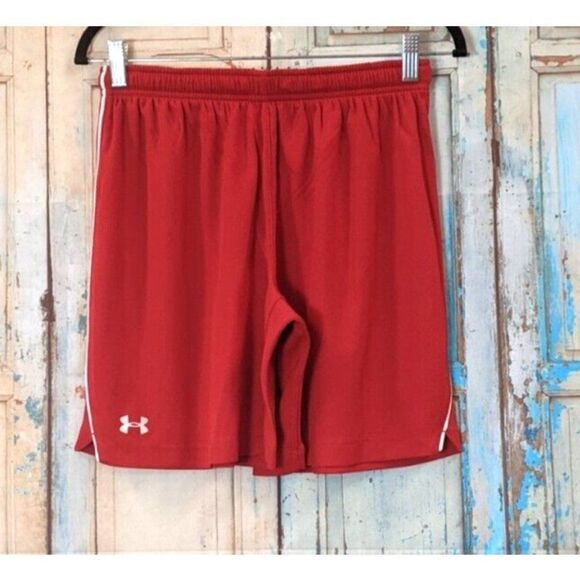 Under Armour Mens Size M Red Polyester Activewear Elastic Waist Athletic Shorts - Picture 1 of 7